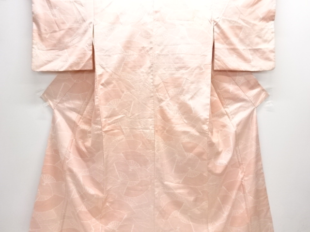 JAPANESE KIMONO / ANTIQUE KIMONO / SILK / TOKAMACHI TSUMUGI / WOVEN FOLDING FAN PATTERN